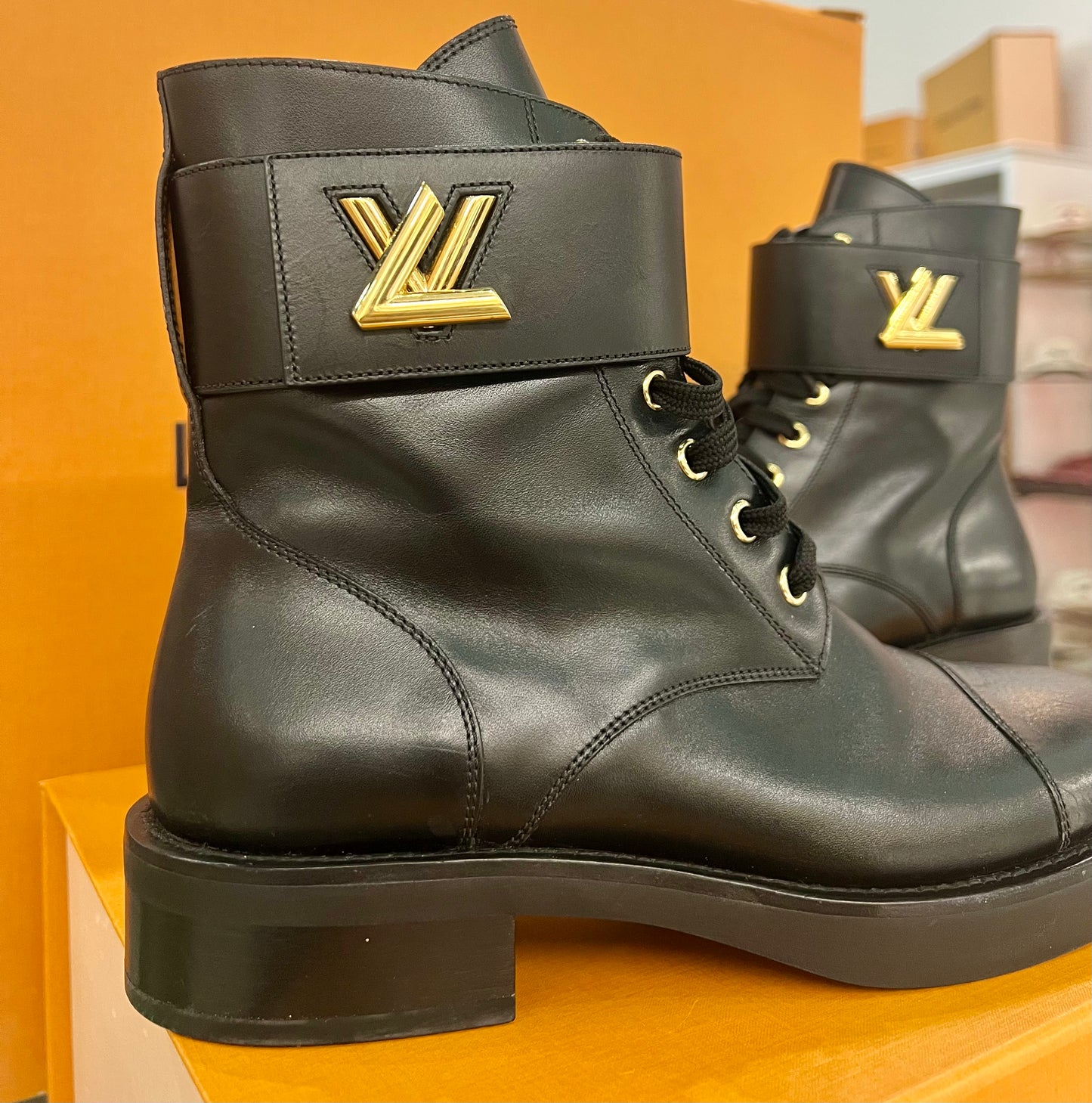 Louis Vuitton Leather Combat Boots