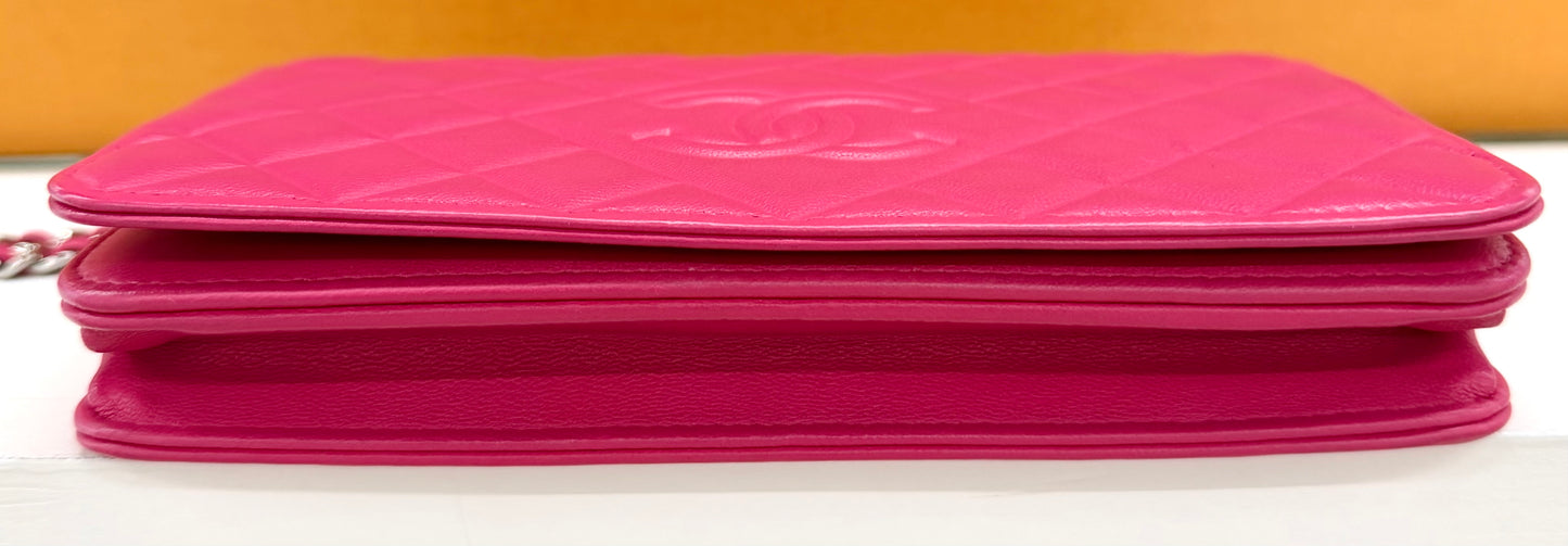 Chanel Diamond CC Wallet on Chain Pink