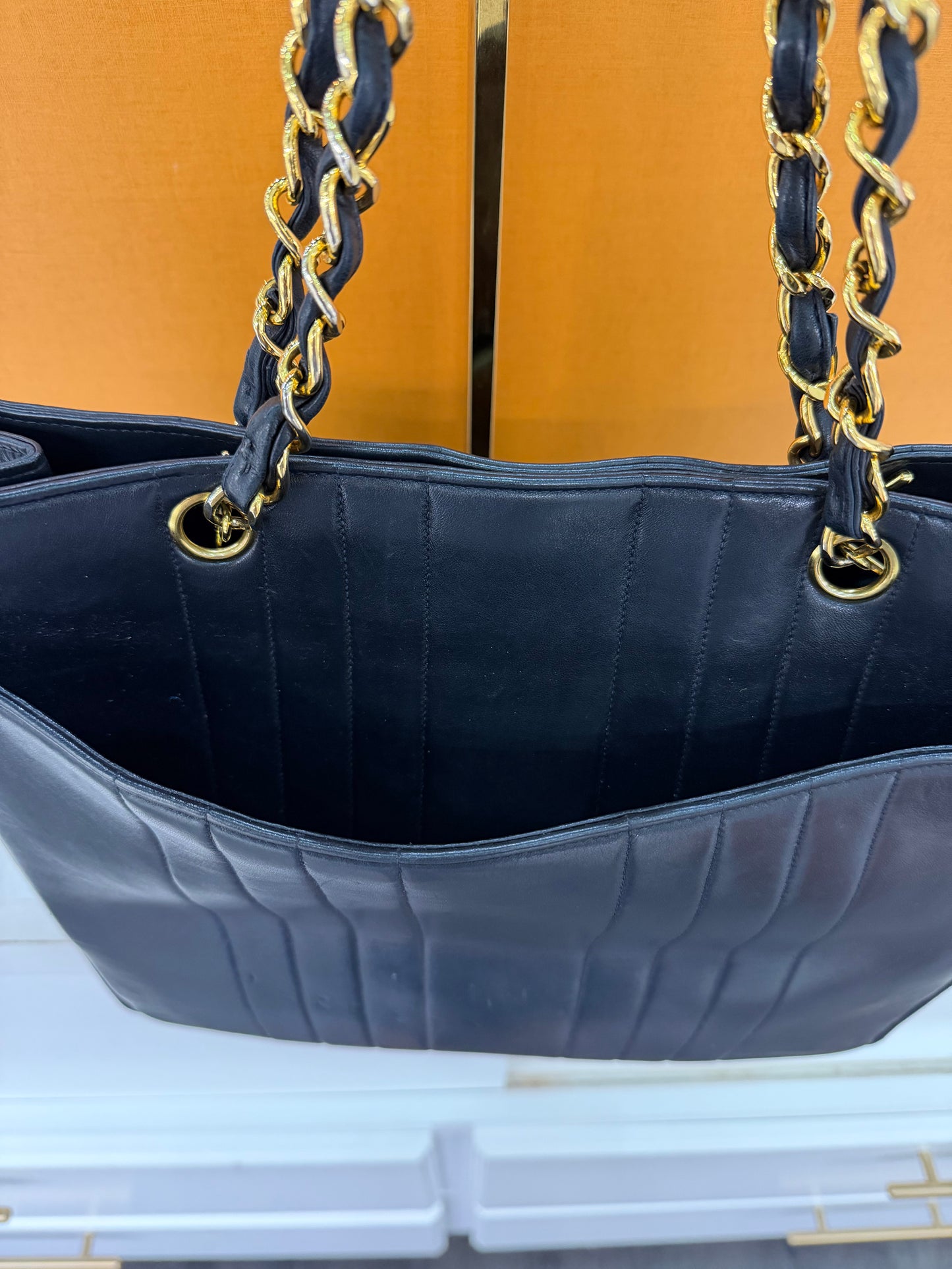 Chanel Vertical Quilted Pocket Tote