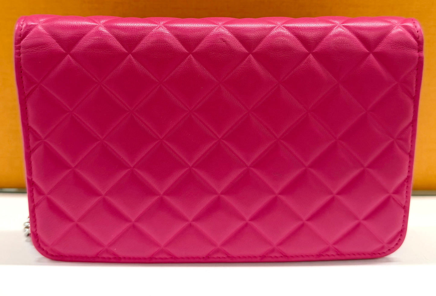 Chanel Diamond CC Wallet on Chain Pink