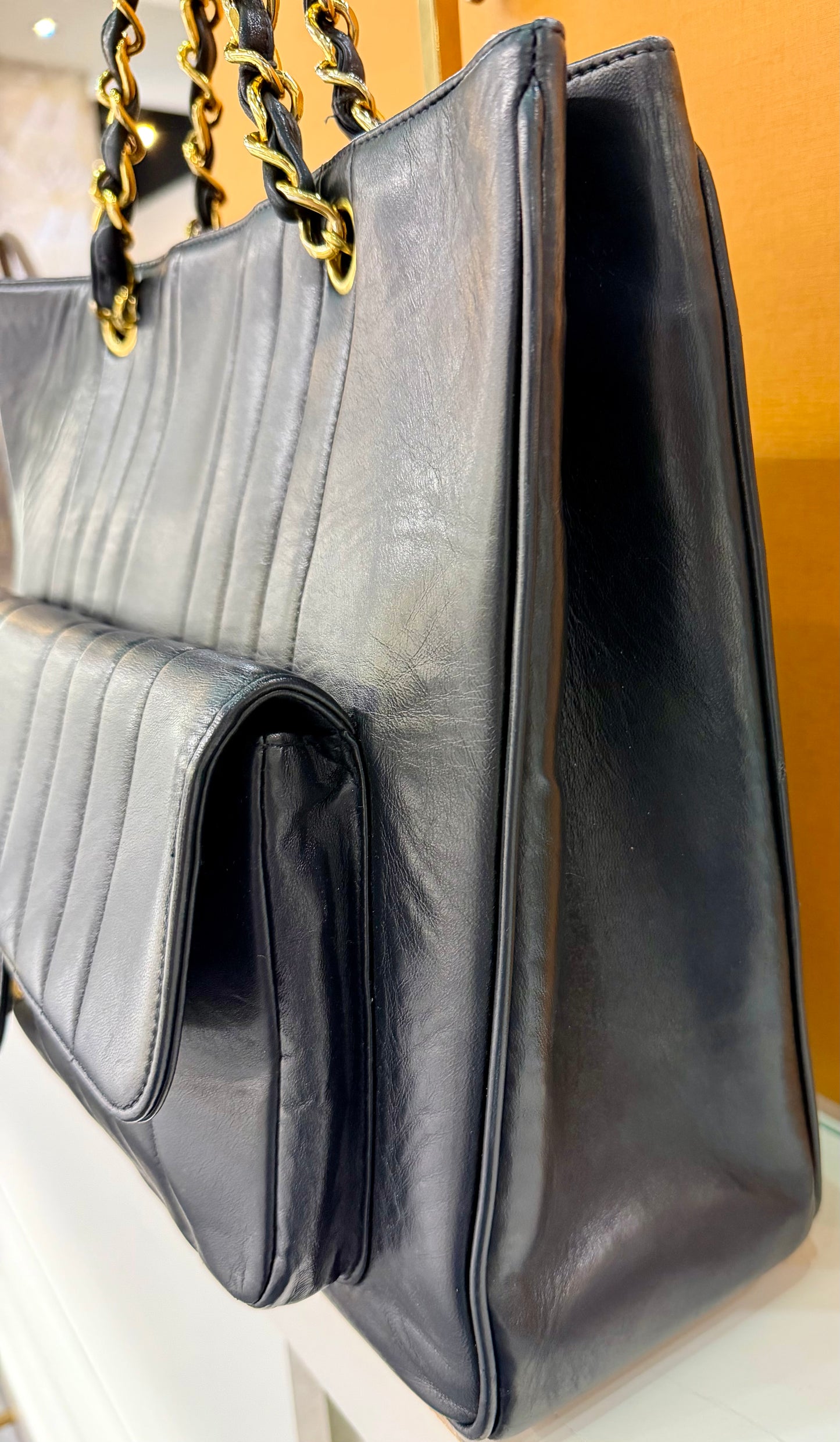 Chanel Vertical Quilted Pocket Tote