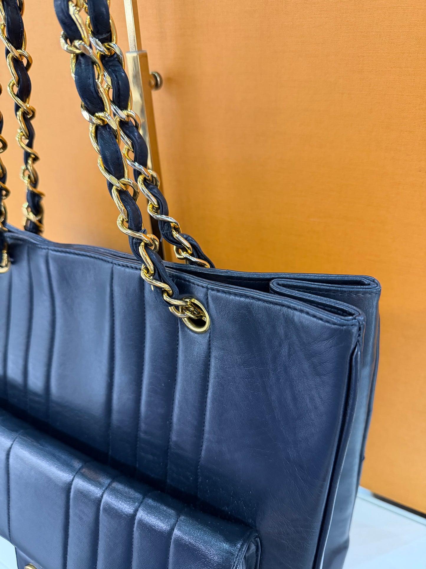 Chanel Vertical Quilted Pocket Tote