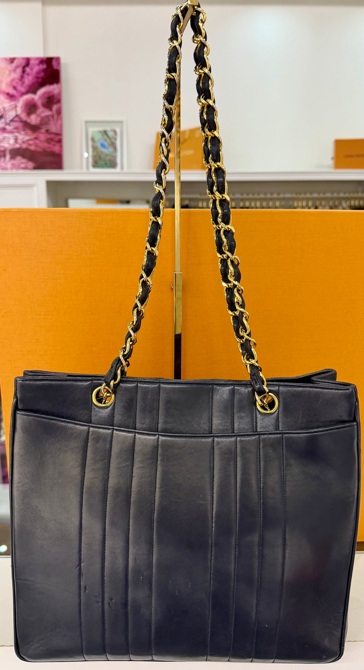 Chanel Vertical Quilted Pocket Tote