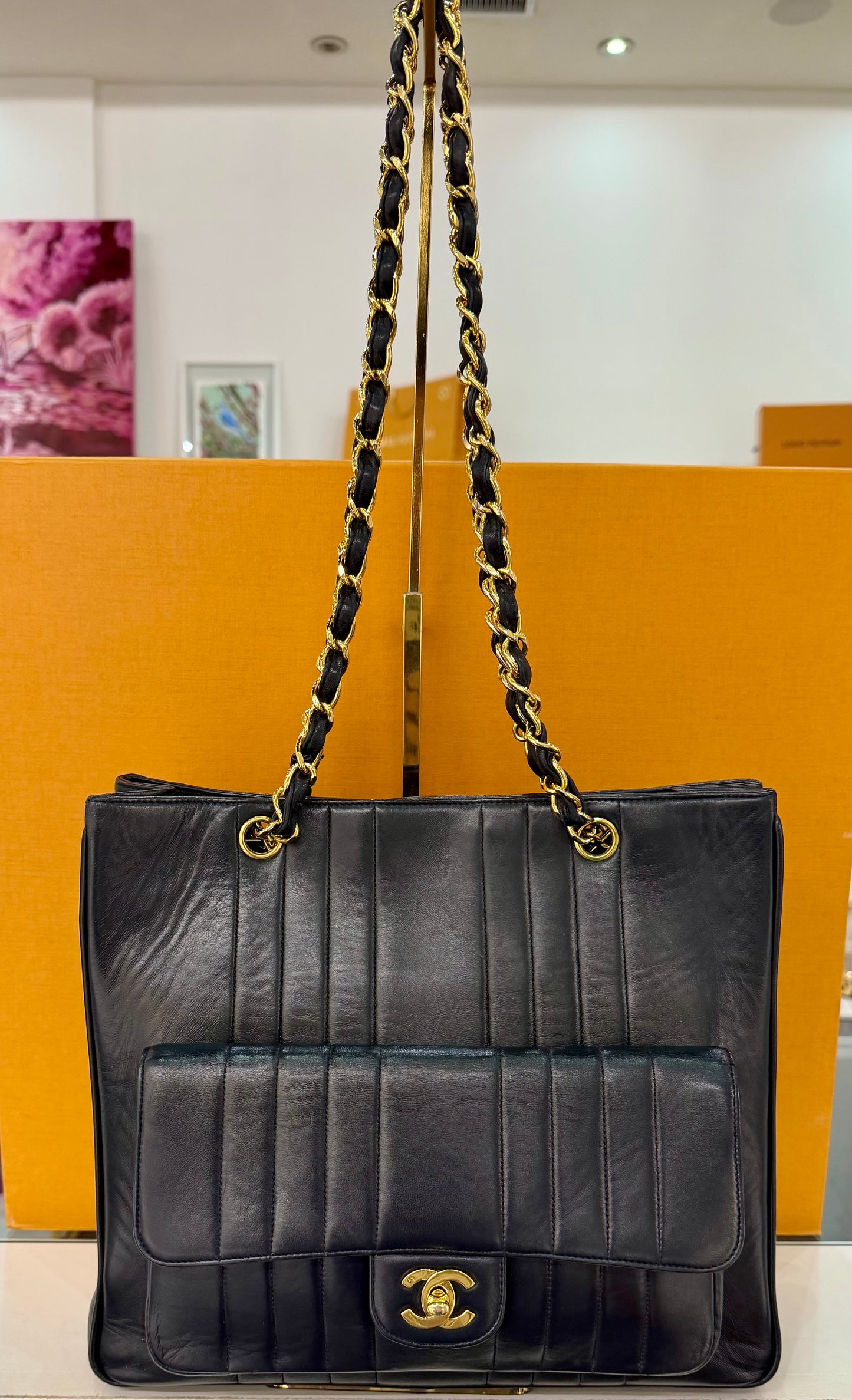 Chanel Vertical Quilted Pocket Tote