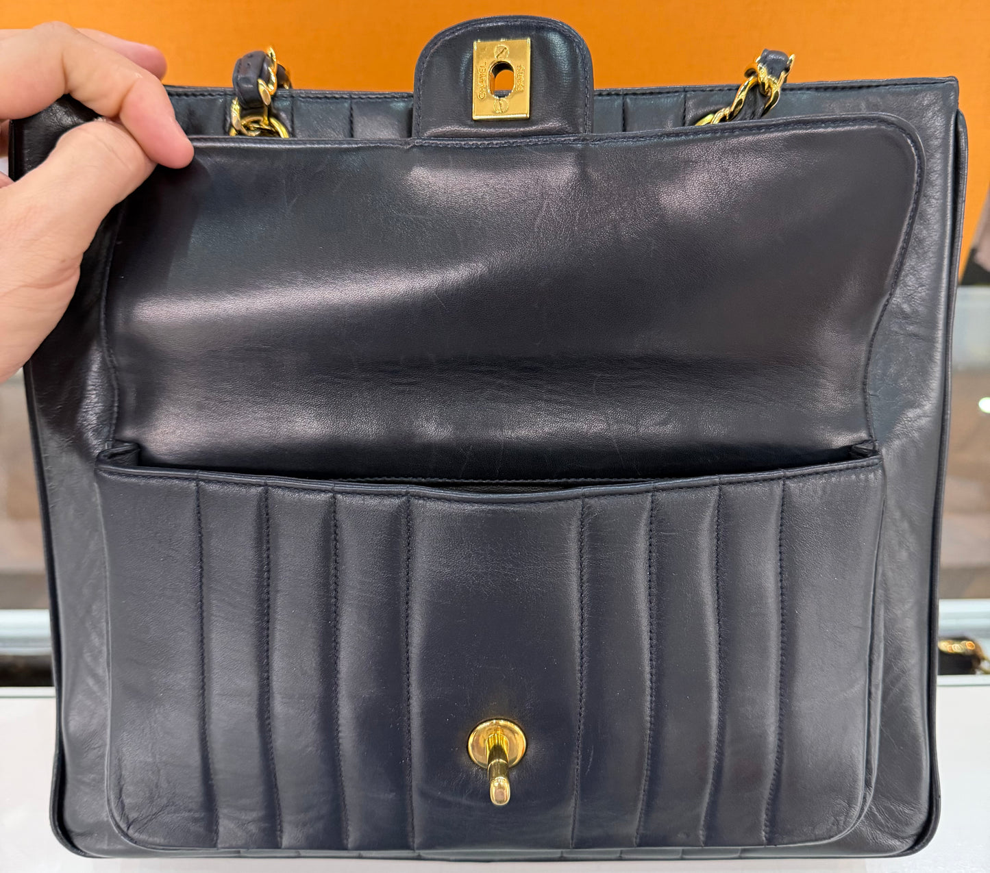 Chanel Vertical Quilted Pocket Tote