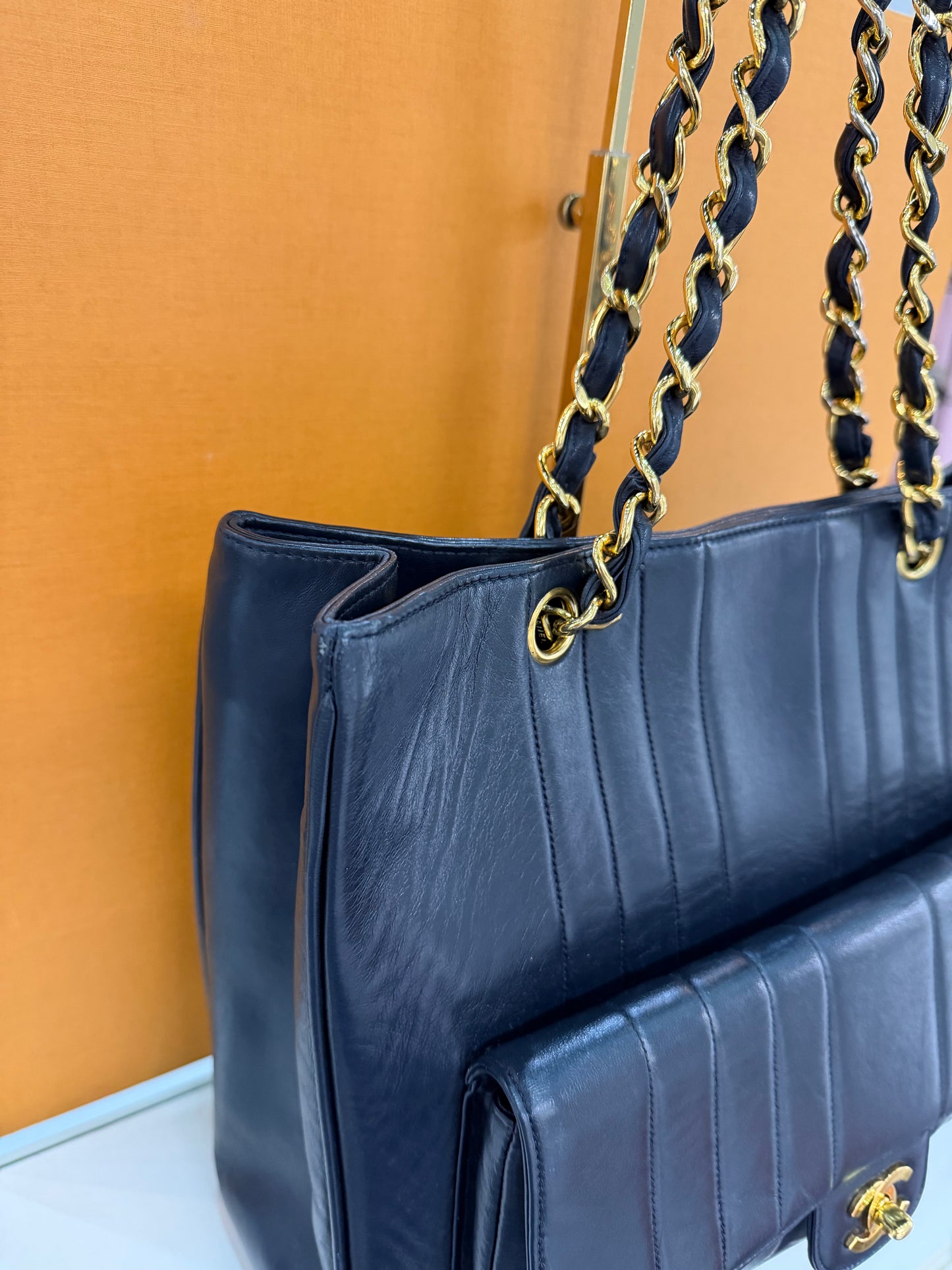 Chanel Vertical Quilted Pocket Tote