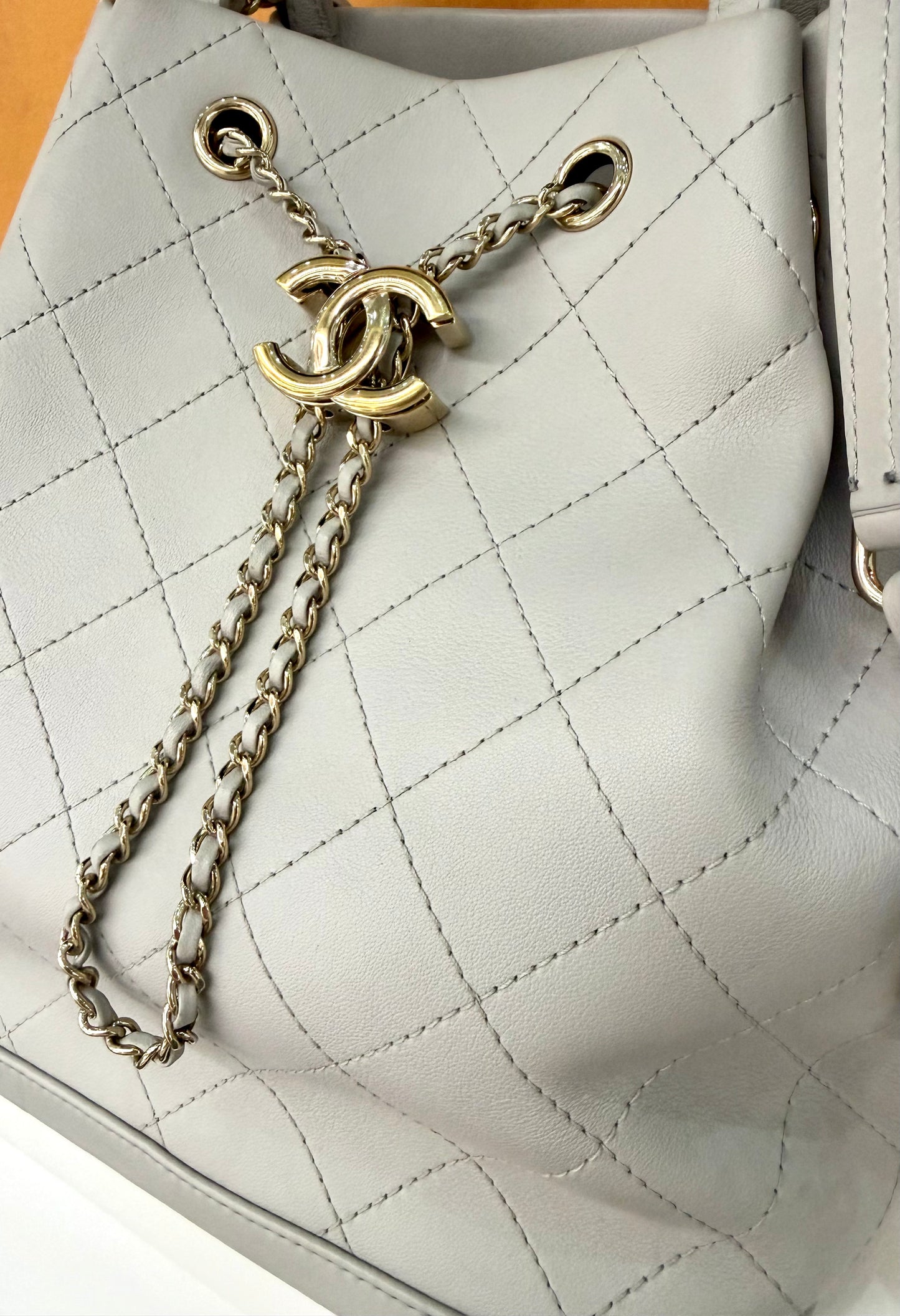 Chanel Stitch Chain Bucket Bag