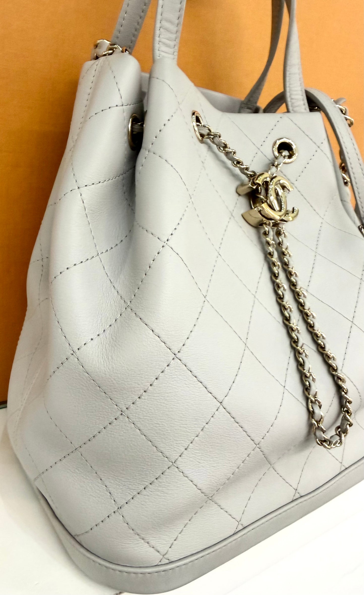 Chanel Stitch Chain Bucket Bag