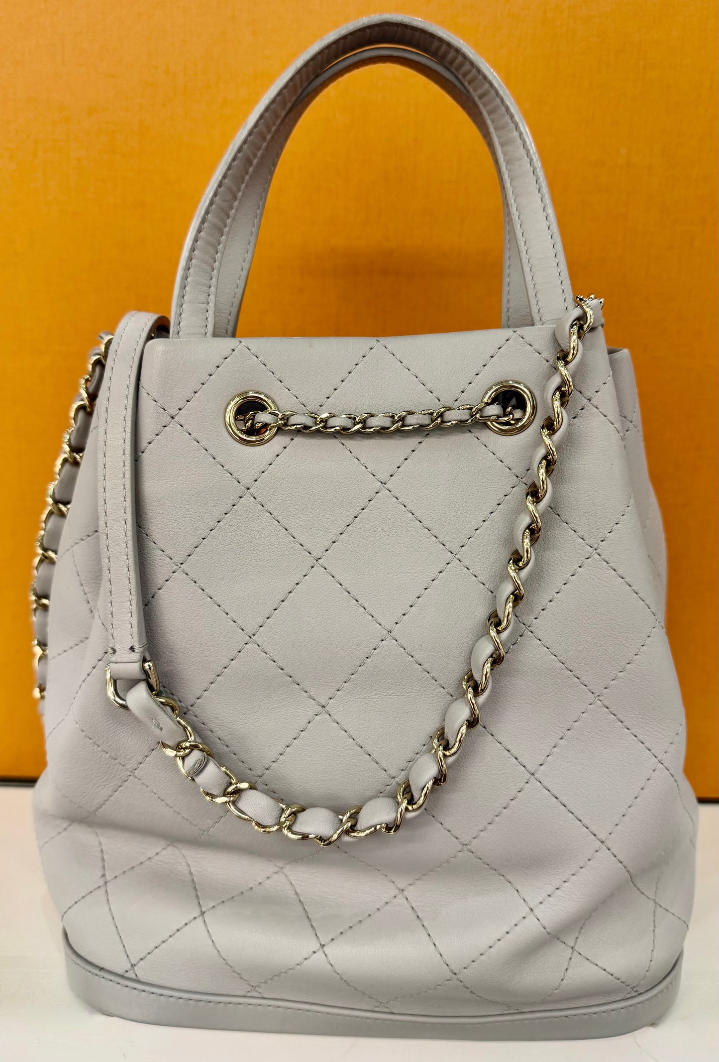 Chanel Stitch Chain Bucket Bag