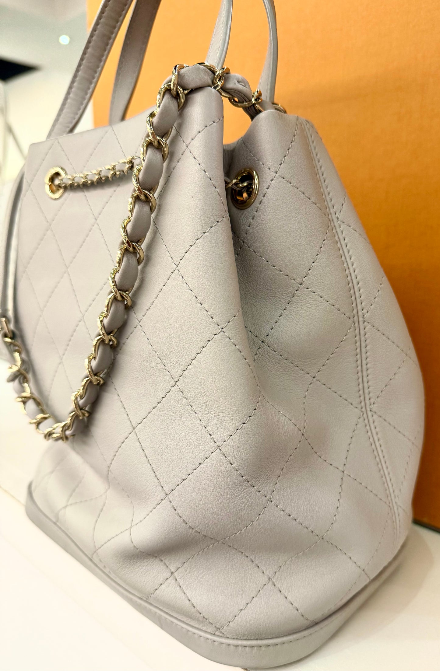 Chanel Stitch Chain Bucket Bag