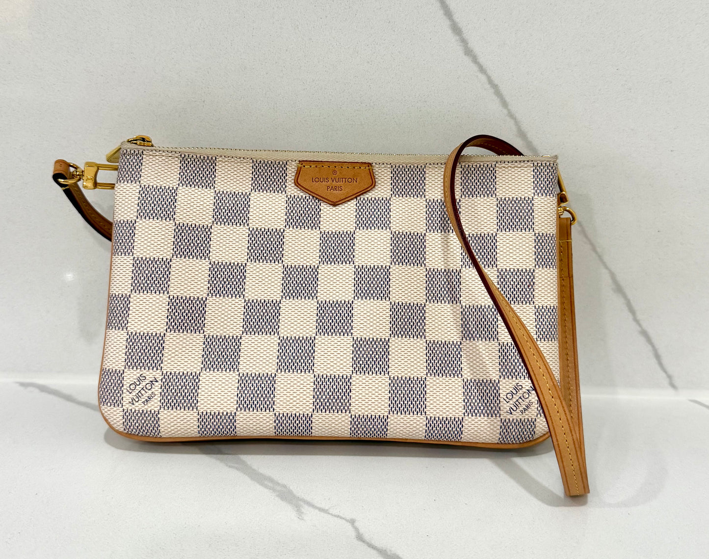 Double Zip Pochette Damier Azur
