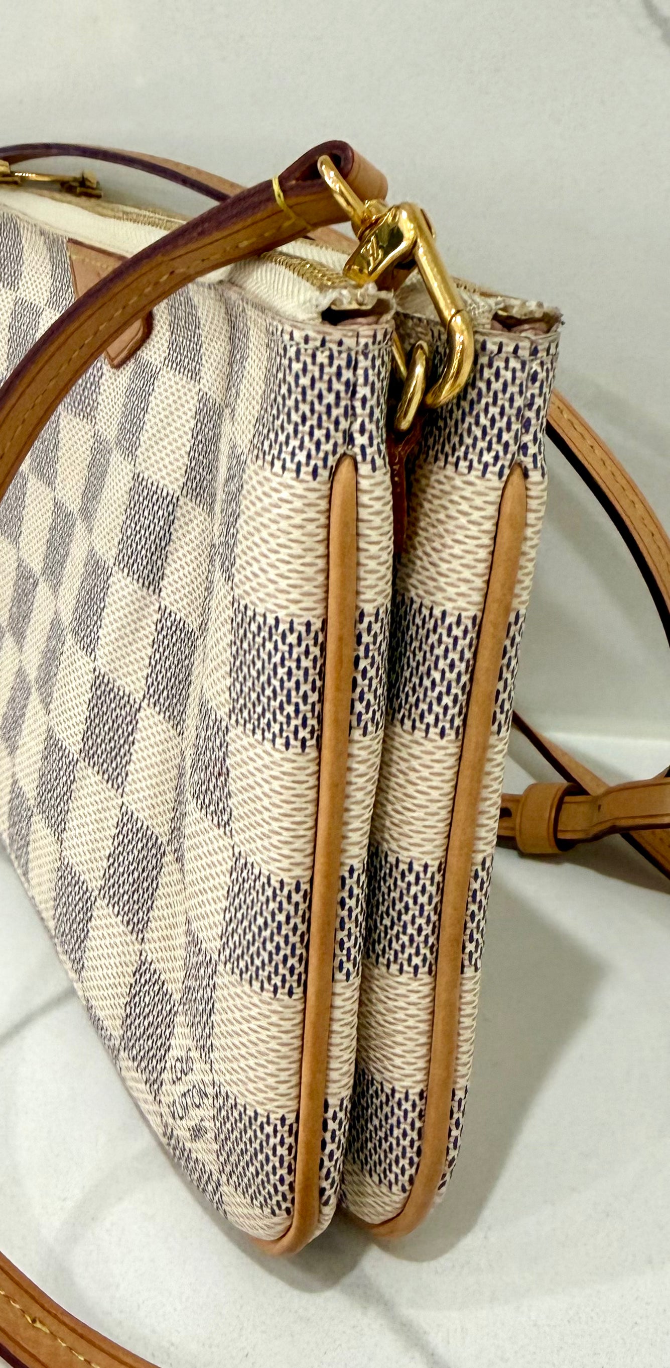 Double Zip Pochette Damier Azur