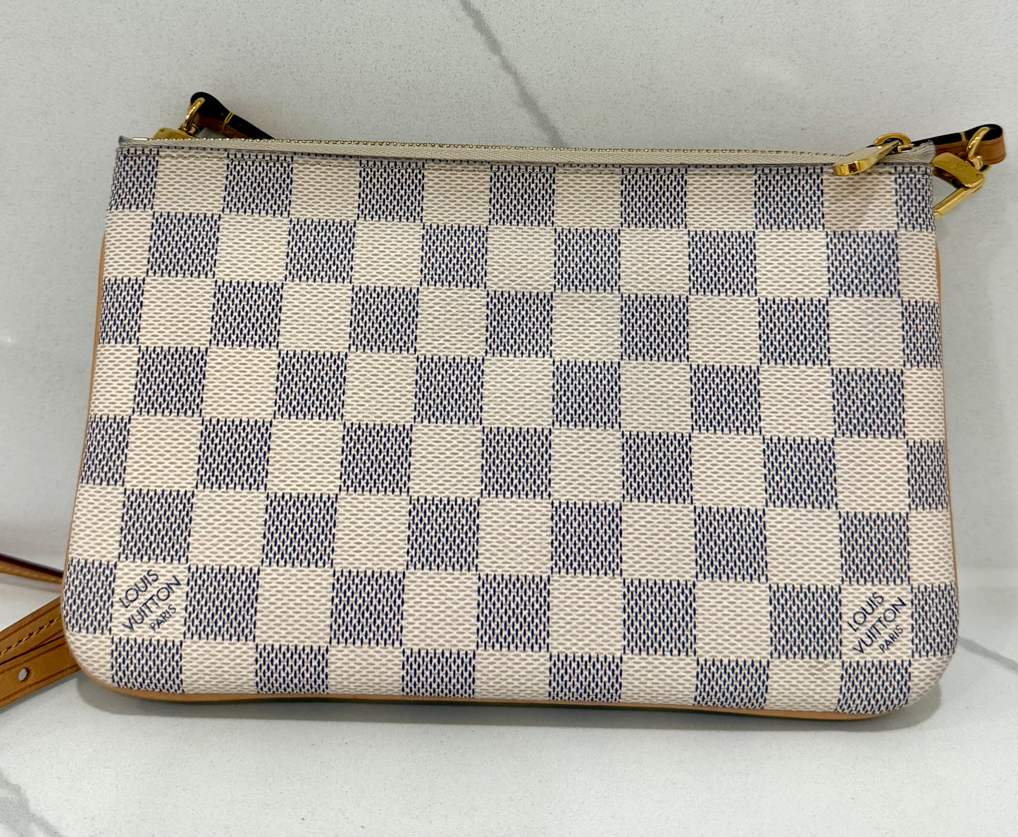 Double Zip Pochette Damier Azur