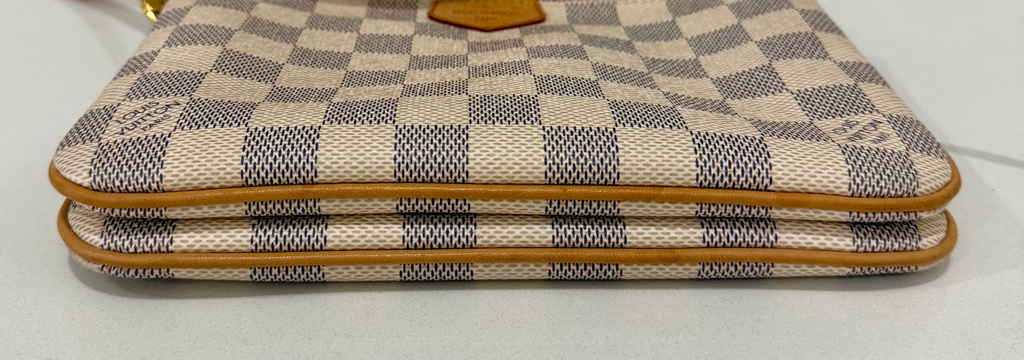 Double Zip Pochette Damier Azur